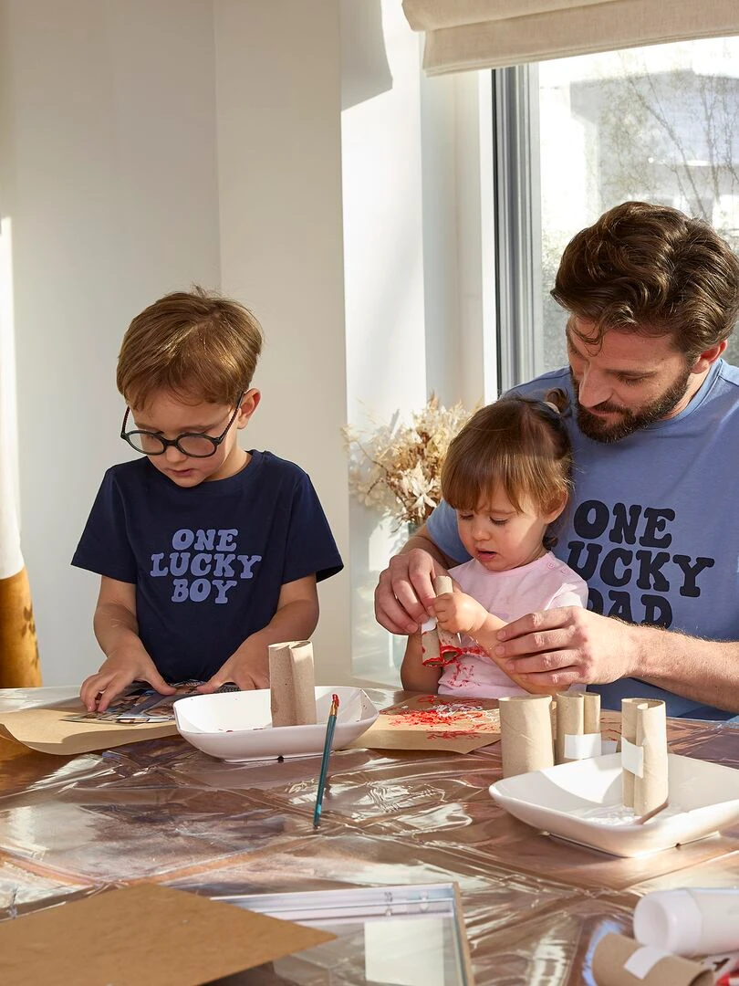 T shirt en coton imprimé Bleu