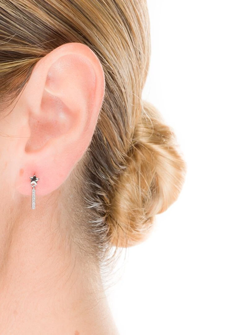 Boucles d'oreilles  nelan en argent 925 et zircons rhodiés brillants   Argent