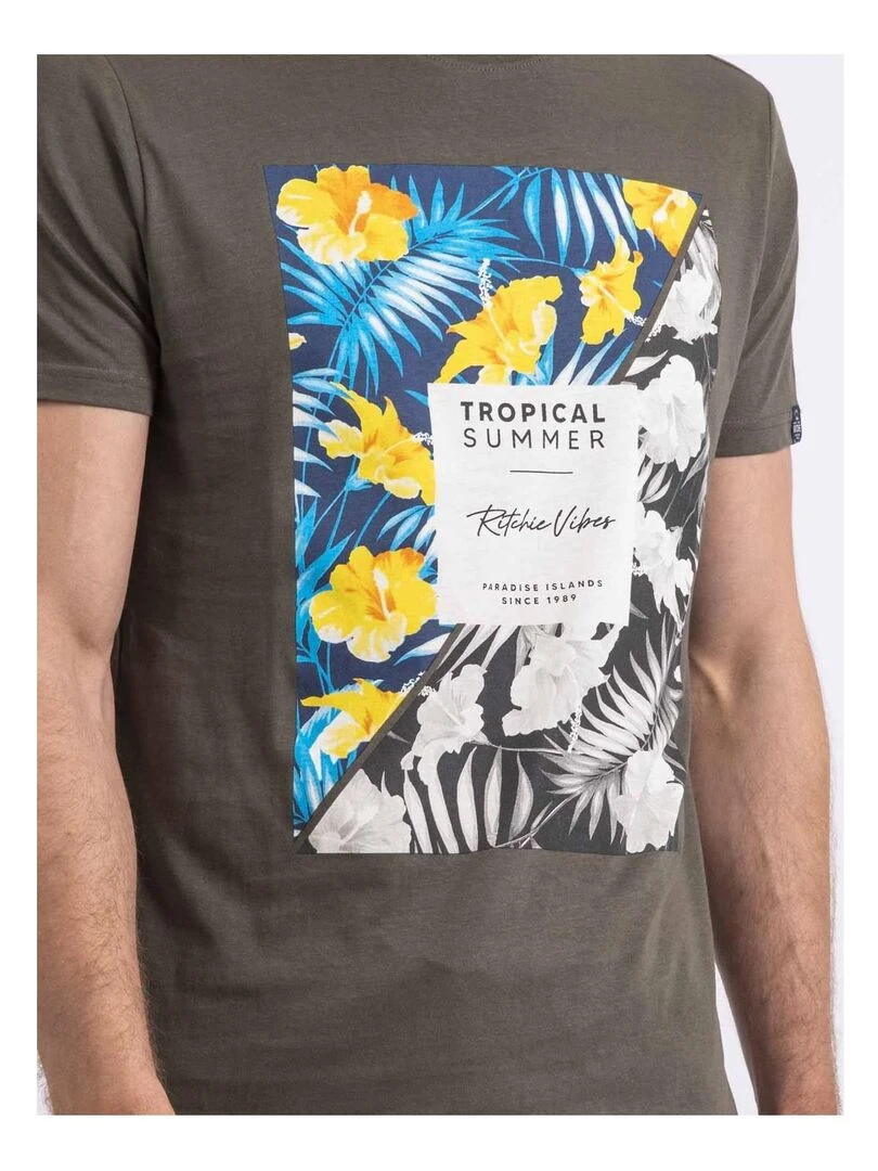 T shirt col rond NIRAYMAN   Kaki