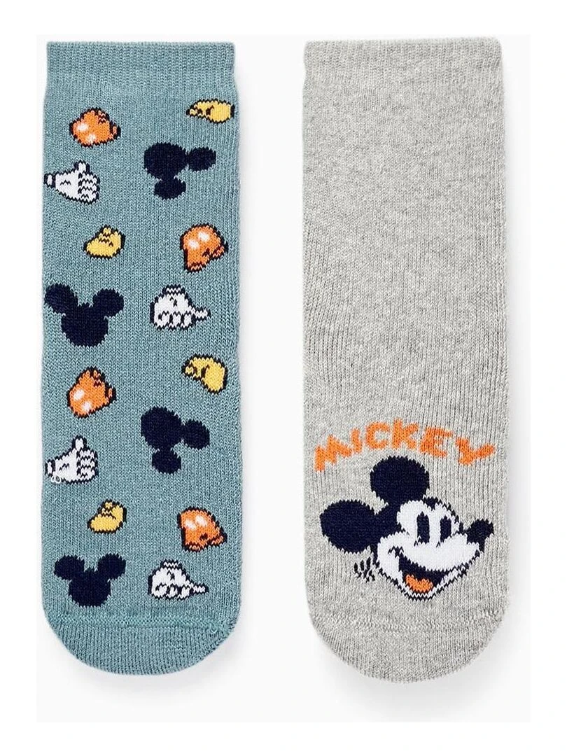 Pack de 2 paires de chaussettes antidérapantes pour bébé garçon 'Mickey' MICKEY Multicolore