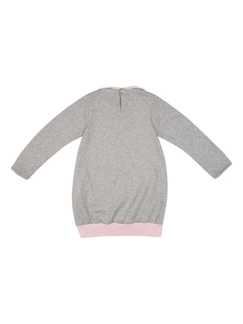 Robe Sweat Shirt Fille  Molleton Gris Souris Sequins Rose Rouge  POP   'LA FAUTE A VOLTAIRE'   Gris clair