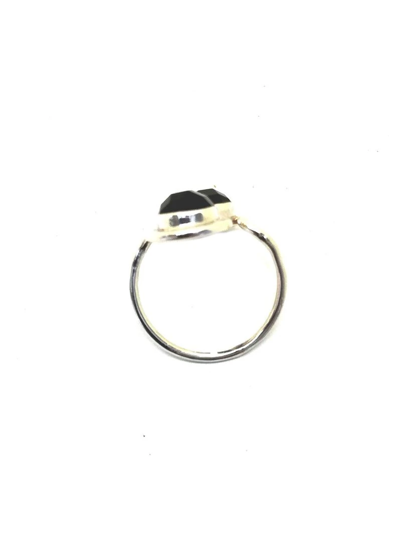 Bague en argent et agate facettée  Bijoucolor   Noir