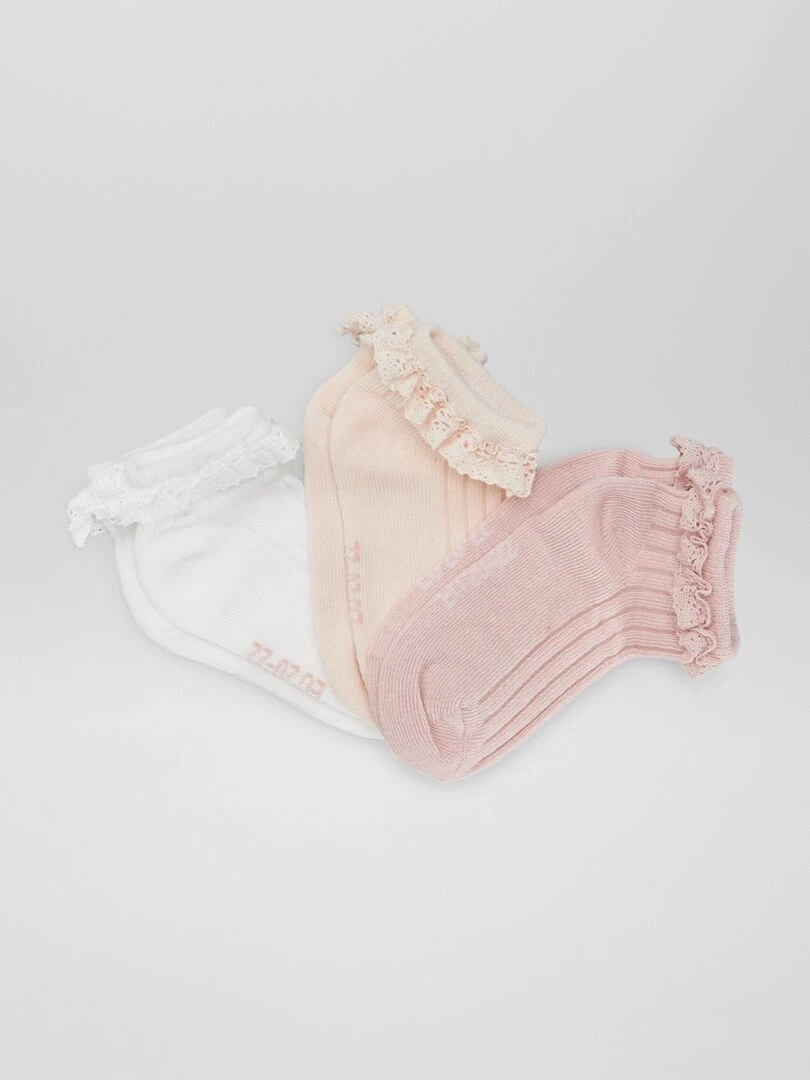 Lot de 3 paires de chaussettes à volants Rose
