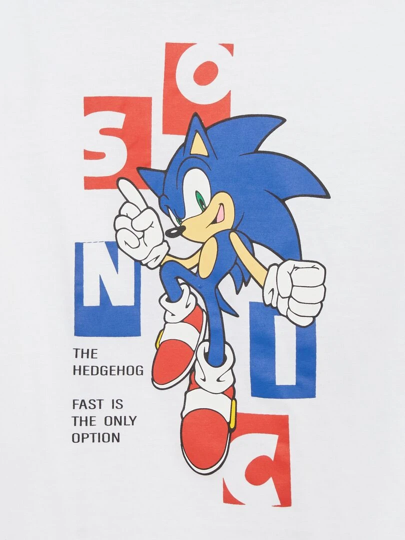 Ensemble t shirt + short 'Sonic' 2 pièces blanc