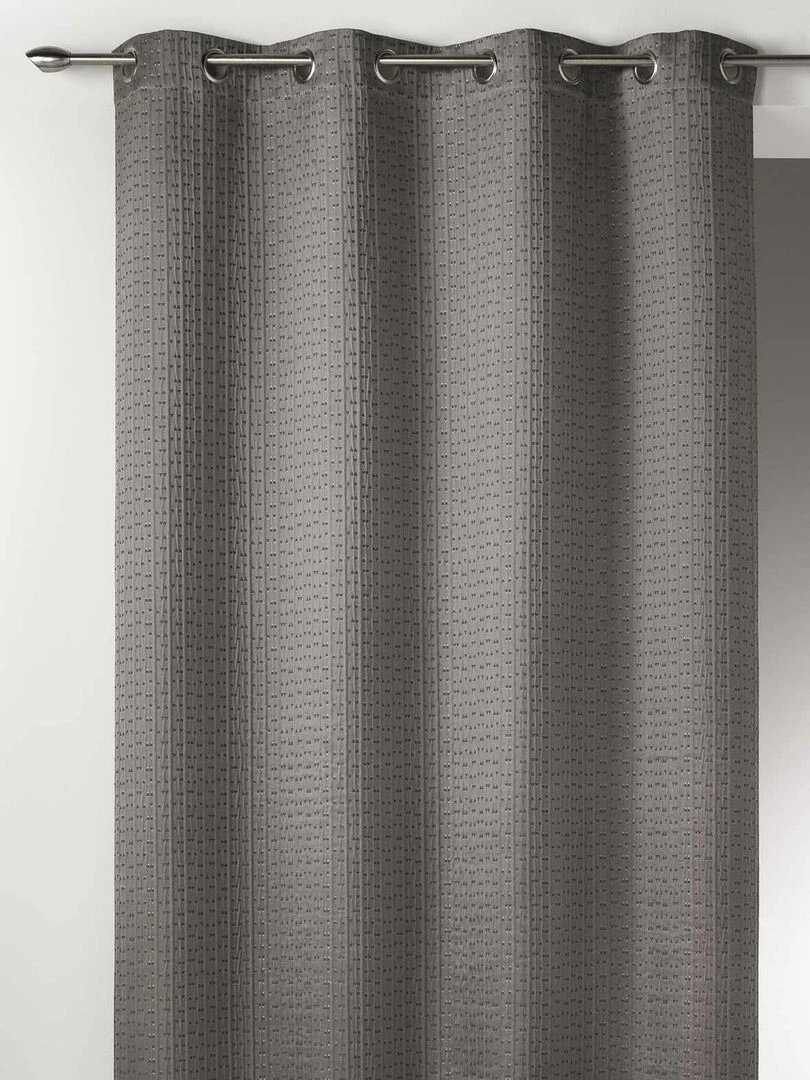 Rideau épais en Jacquard Uni à Reliefs Taupe
