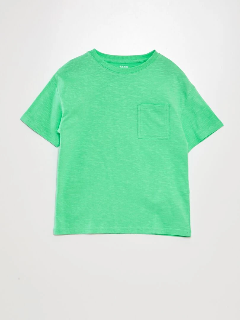 T shirt large à col rond Vert