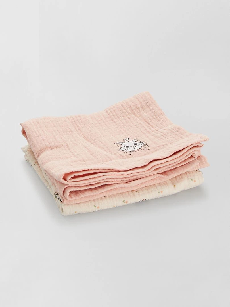 Lot de 2 langes 'Marie'   rose/écru