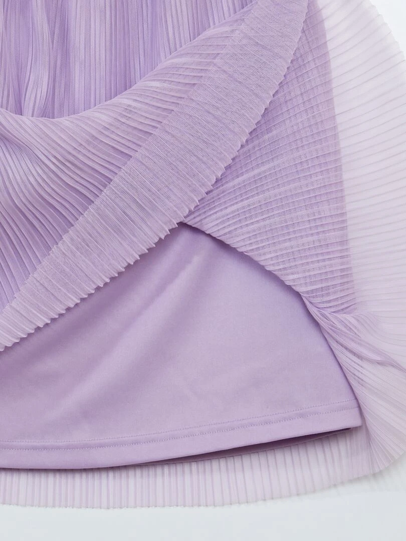 Jupe en tulle plissé et ceinture pailletée   Violet
