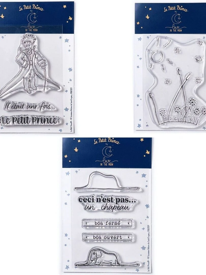 9 Tampons transparents Le Petit Prince Messages + Paysage + Boa Eléphant N/A