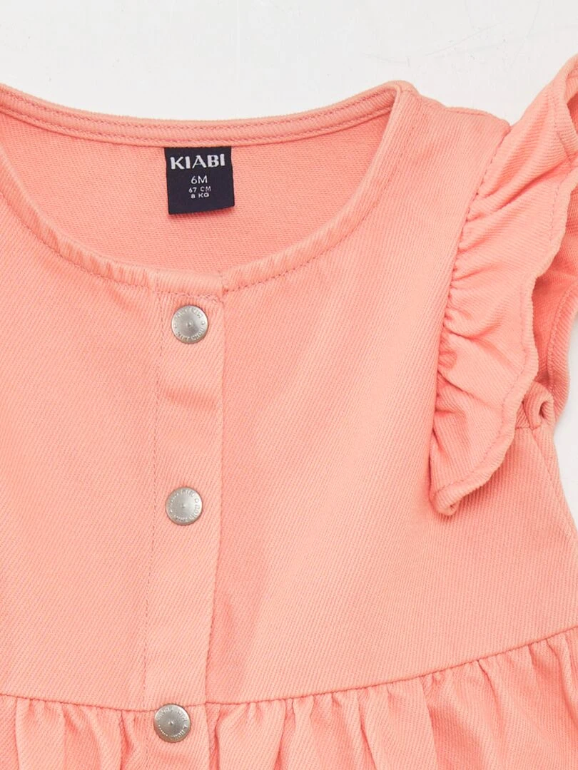 Robe évasée à volants Saumon