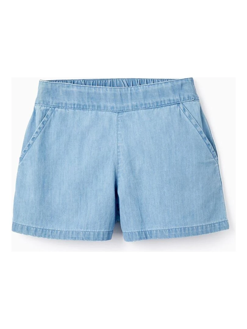 Short en Jean en Coton pour Fille Bleu clair