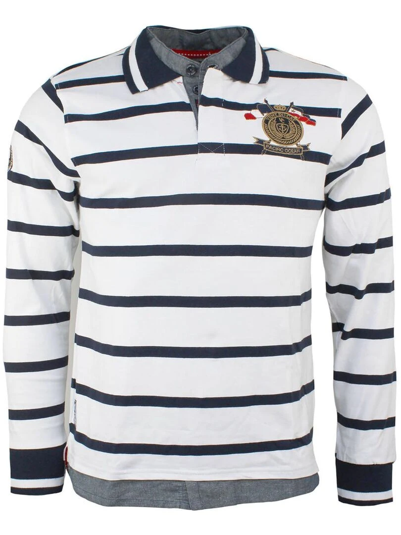 Polo manches longues homme CRAOR VENT DU CAP Blanc