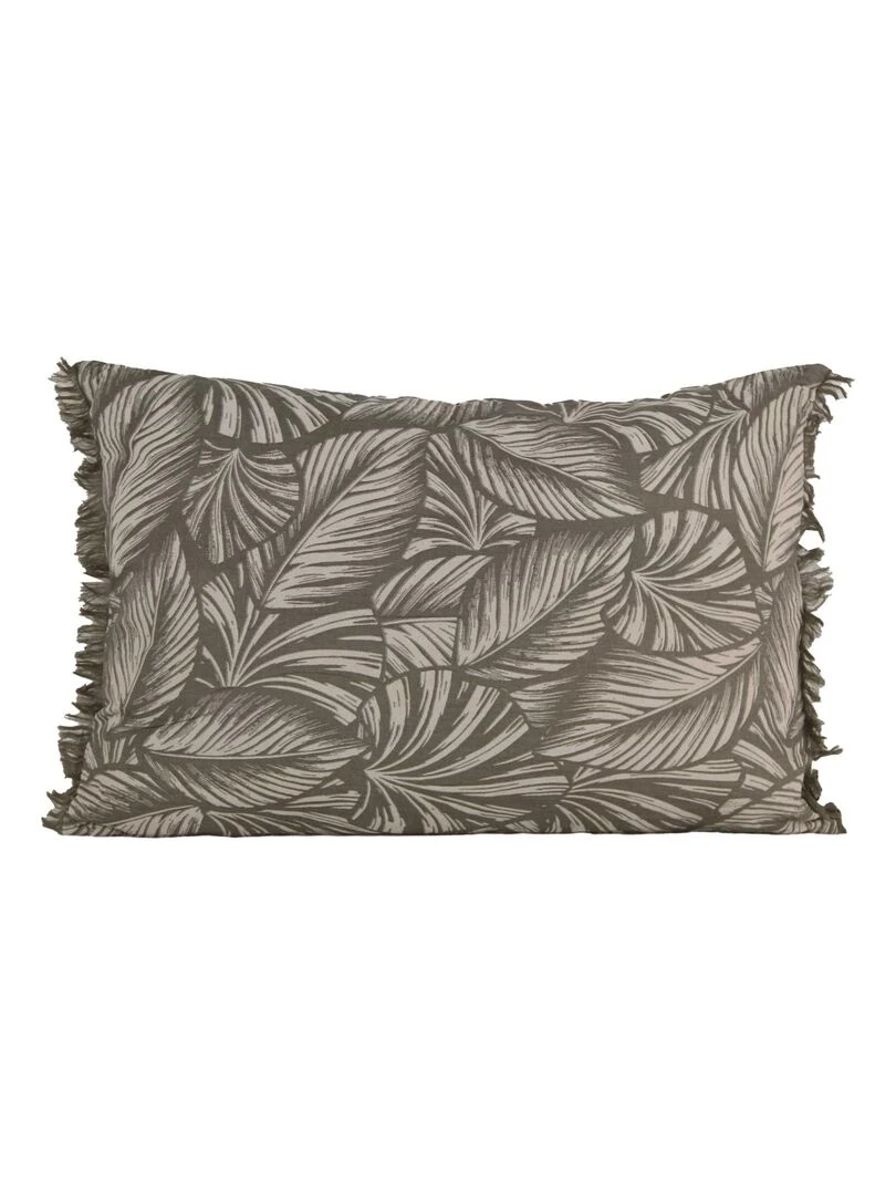 Coussin motif feuilles exotiques Taupe
