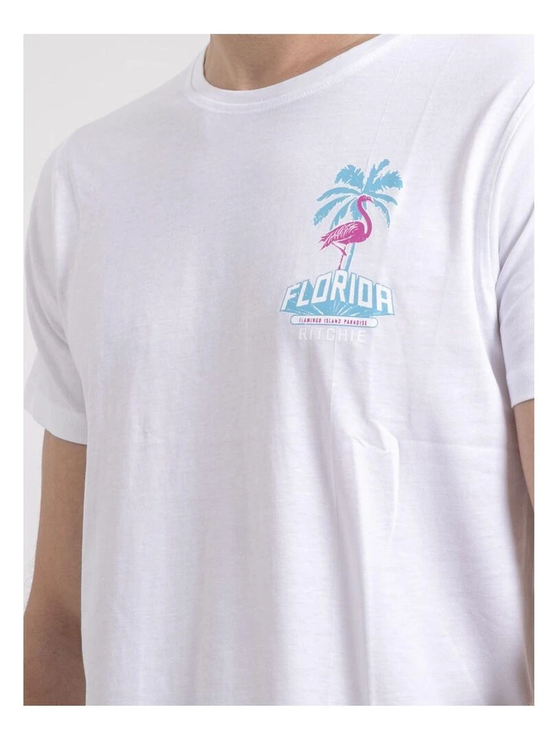 T shirt col rond pur coton NARUBA   Blanc