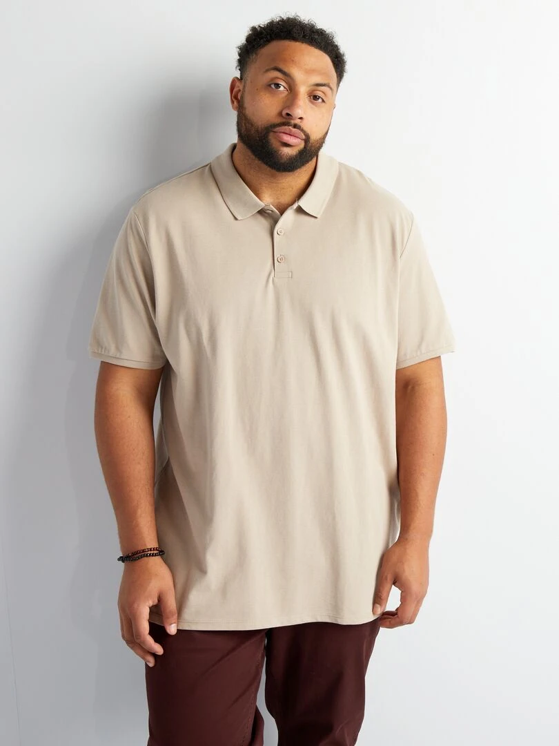 Polo en maille piqué   Beige gris