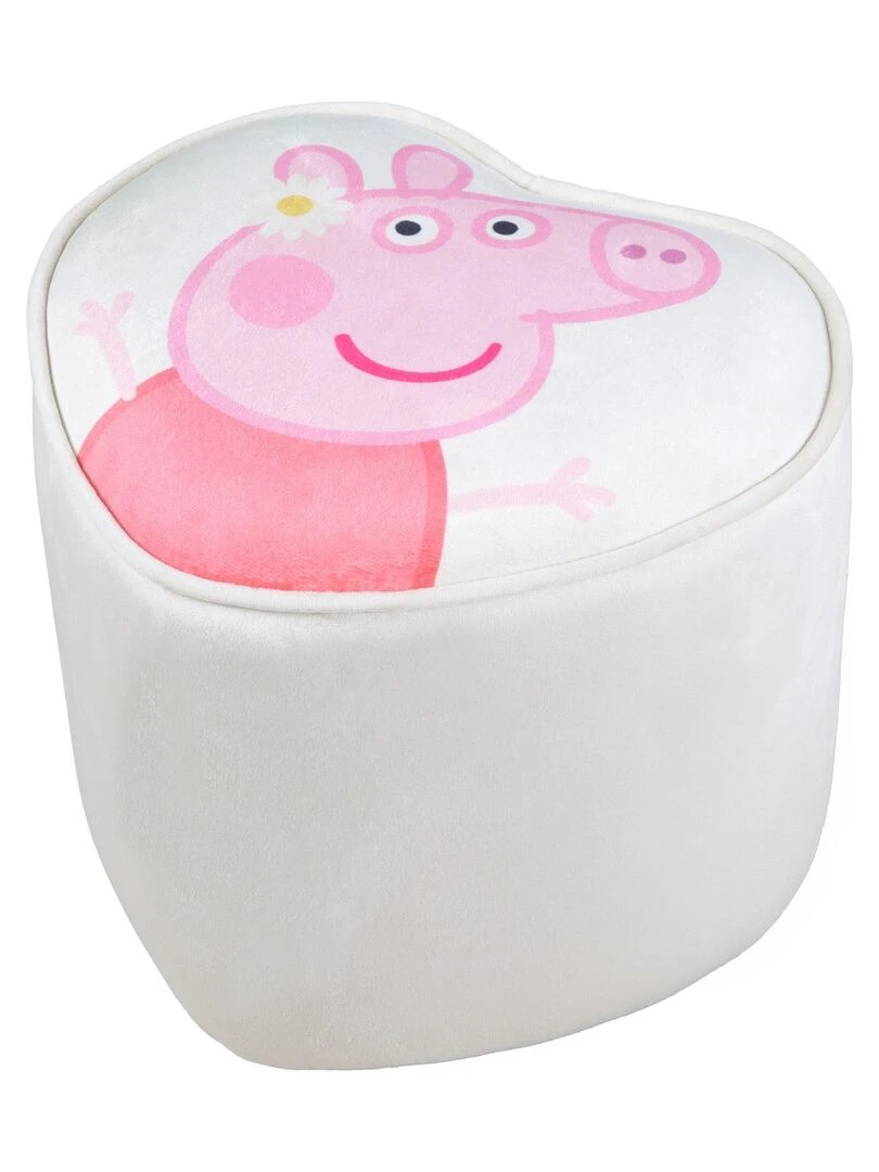 ROBA Pouf Bébé en Forme de Coeur Peppa Pig Tabouret Enfant en Velours Doux Beige Motif Truie Beige