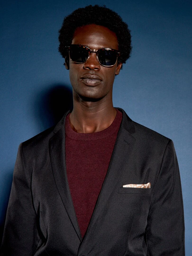 Veste de costume slim en twill   noir