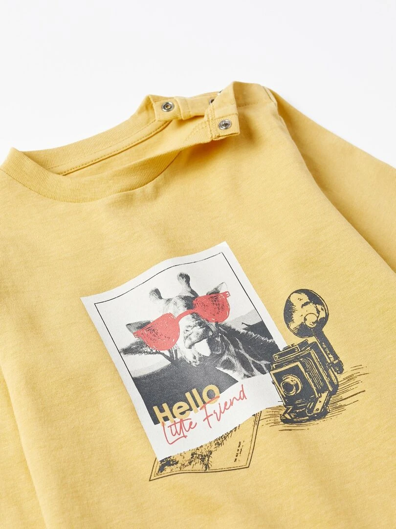 T shirt en Coton pour Bébé Garçon 'Girafe' manches longues  GREAT GOALS GREAT WORLD   Jaune clair