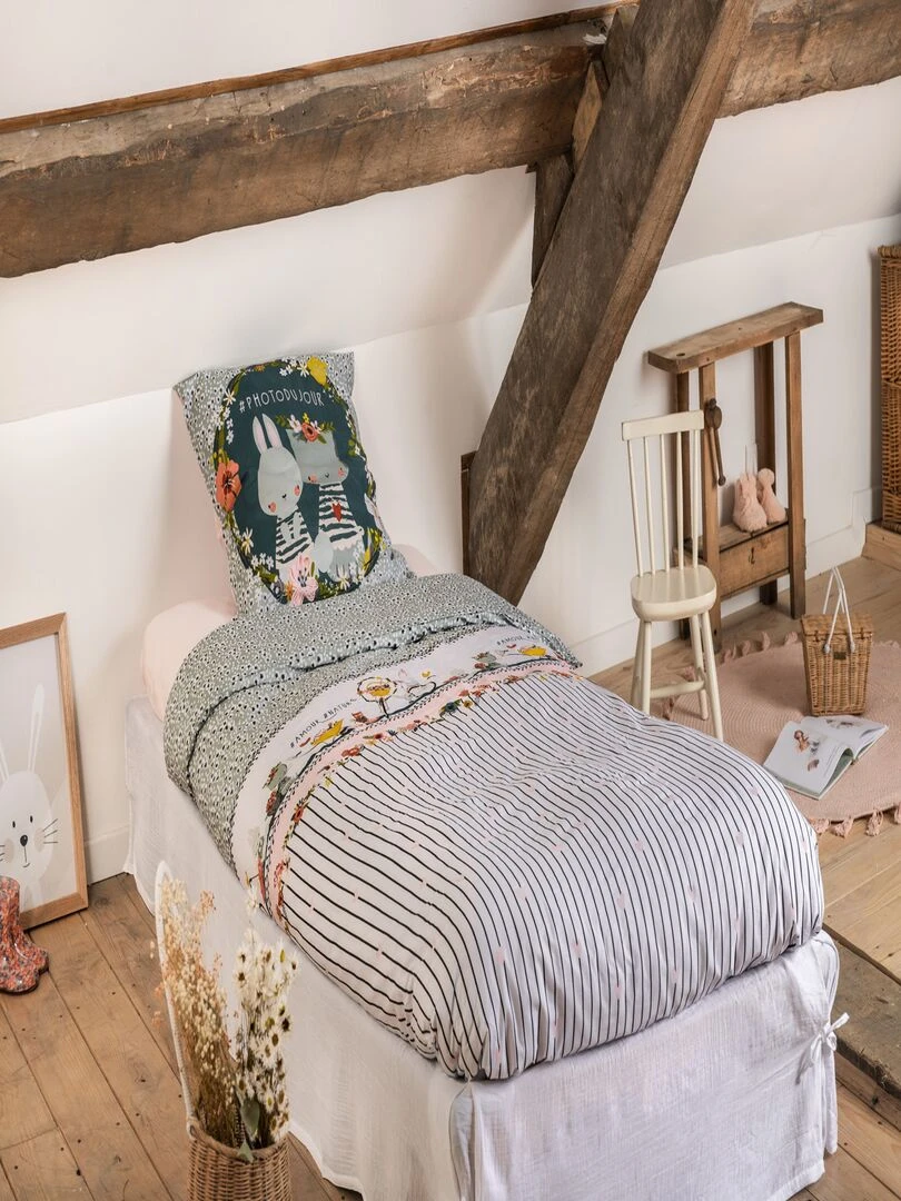 Housse de couette 140 x 200 cm Jardinage   Bleu