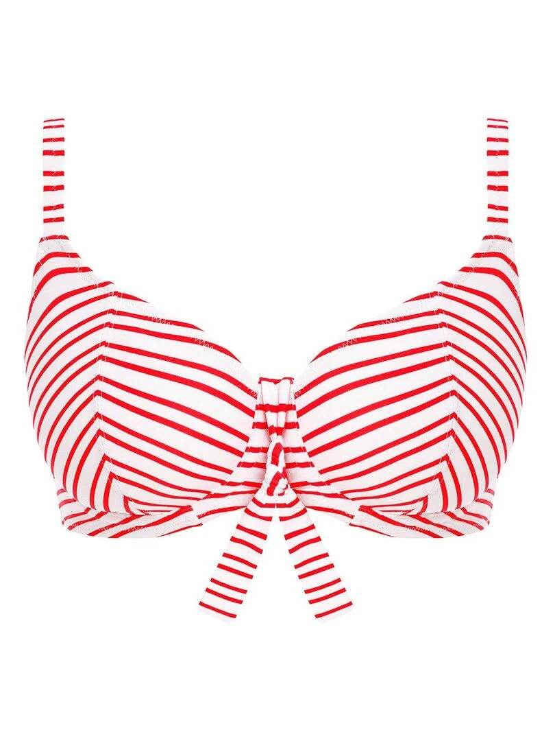 Haut de maillot à rayures avec armatures New shores   Rouge