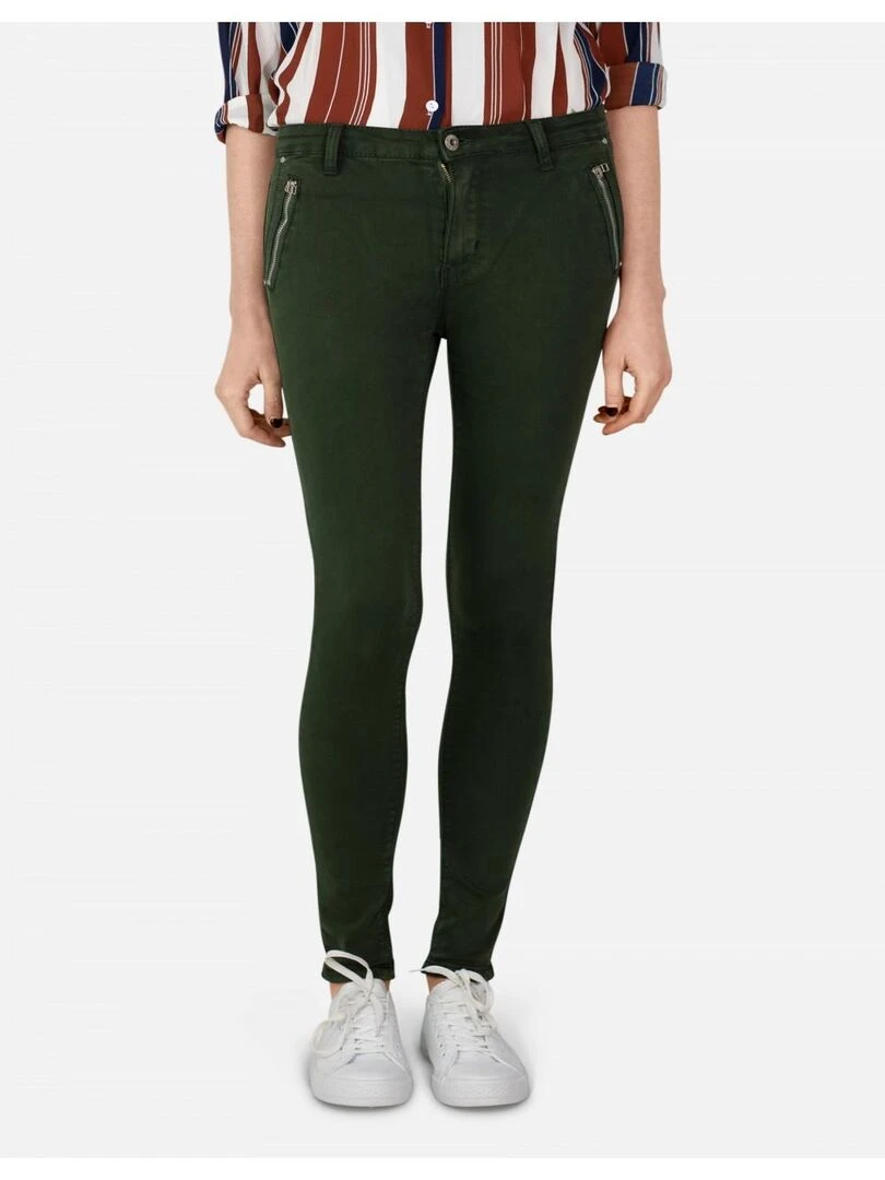 Jean slim taille haute Kebello Vert