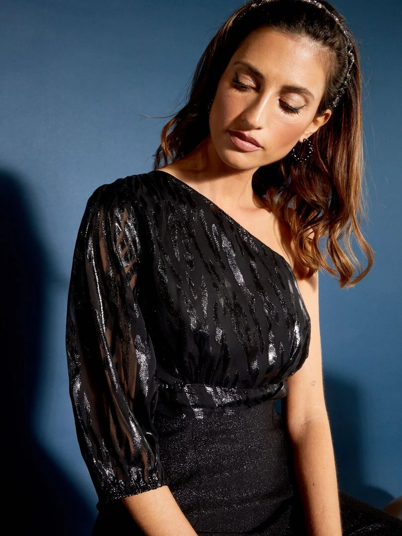 Blouse asymétrique à motif irisé   noir