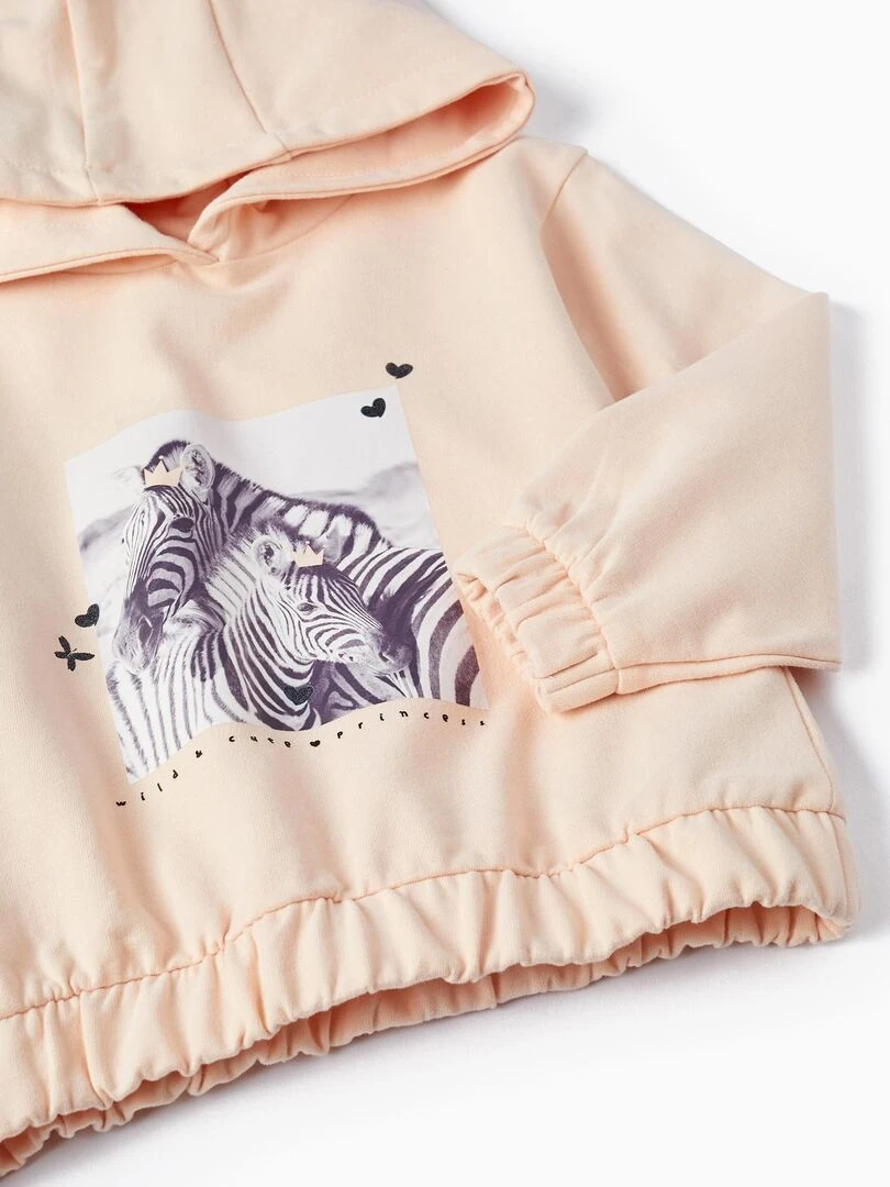 Sweat à capuche pour bébé fille 'Zebras'   GREAT GOALS GREAT WORLD   Rose clair
