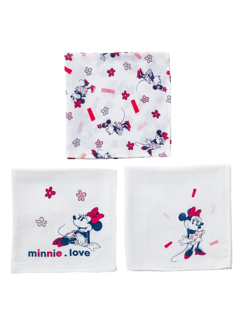 Lot de 3 langes Minnie Confettis 60x60 cm Rose