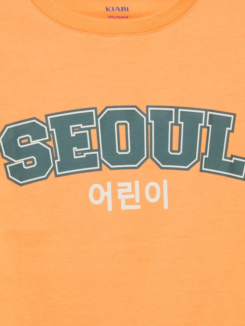 T shirt imprimé manches courtes Orange