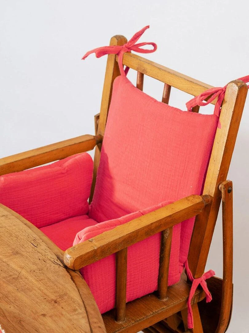 Coussin de Chaise Haute en Coton Bio Fraise Rouge