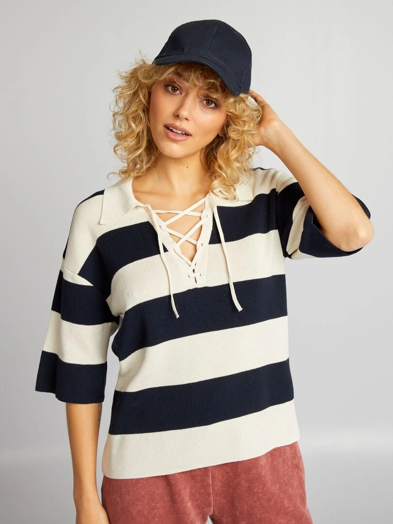 Pull en tricot   Beige/noir