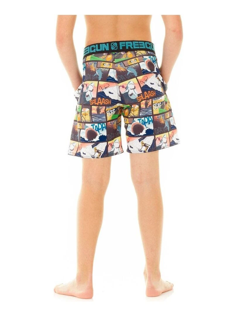 Boardshort long garçon ceinture tissée Story Freegun   Noir