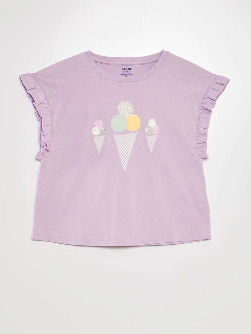 Top avec manches volantées Mauve
