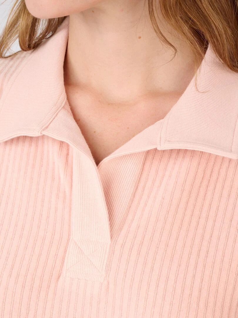 Chemise de nuit maille velours côtelé Damart Rose