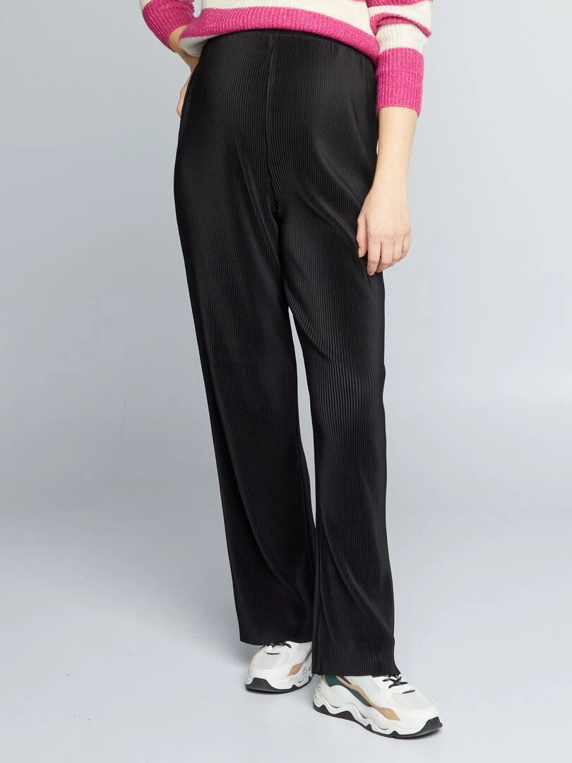 Pantalon grossesse large maille plissée noir