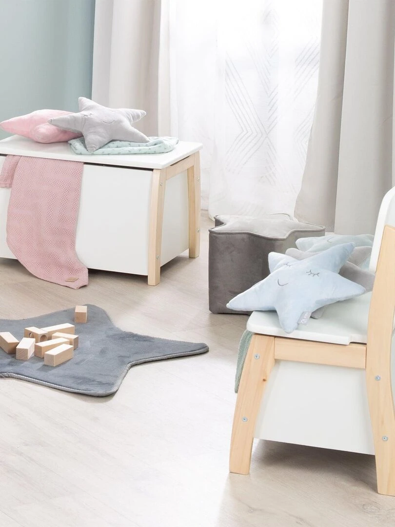 ROBA Coffre et Banc à Jouet en Bois Massif   Dossier et Assise Laqués Blanc   Blanc