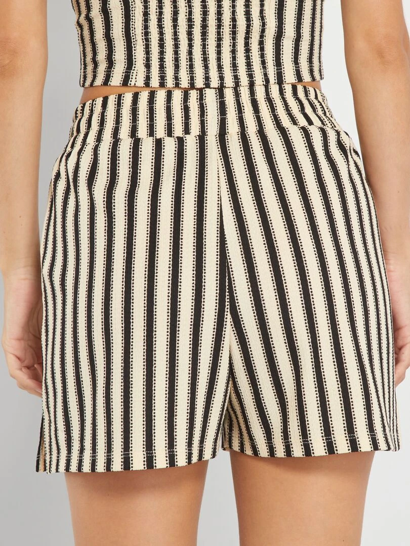 Short fluide rayé   Noir/blanc