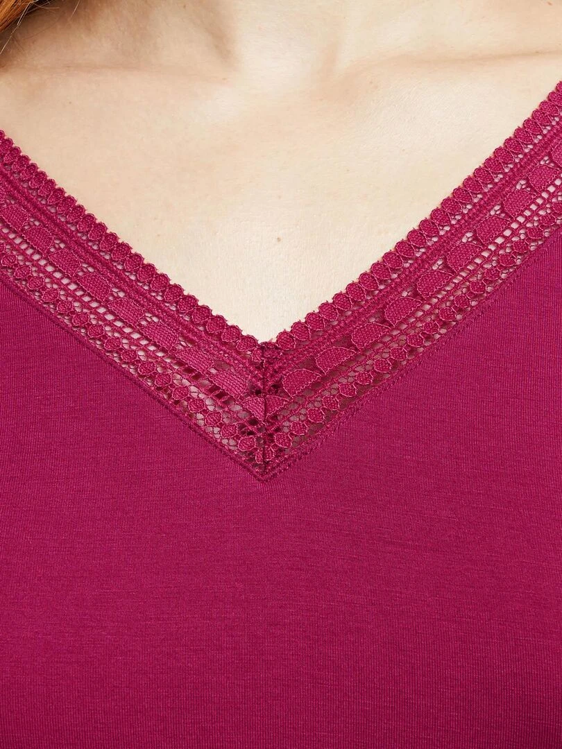 T shirt manches courtes viscose Camille   RougeGorge Lingerie   Violet prune