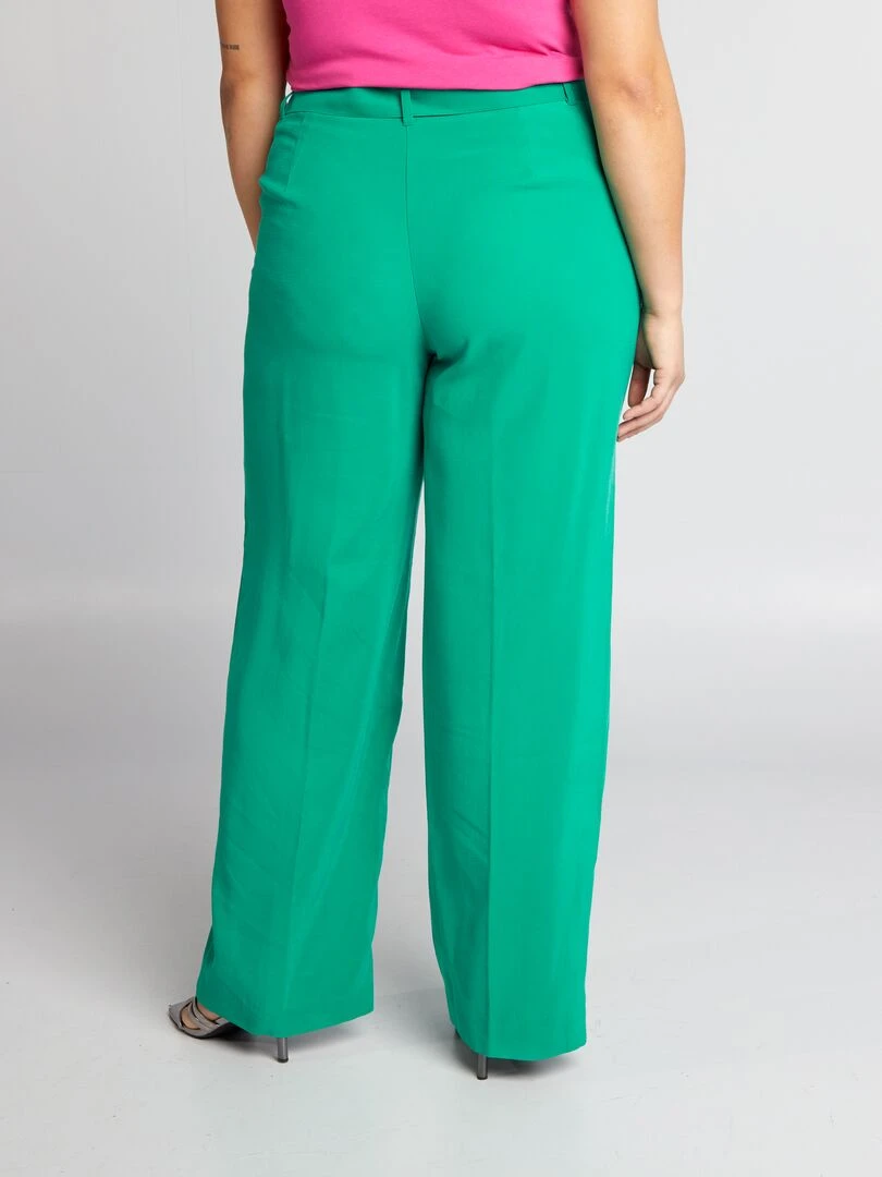 Pantalon tailleur large en twill   Vert