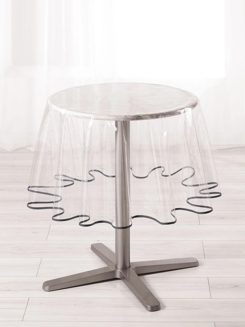 Nappe Cristal ronde transparente PVC Collection Garden gris anthracite