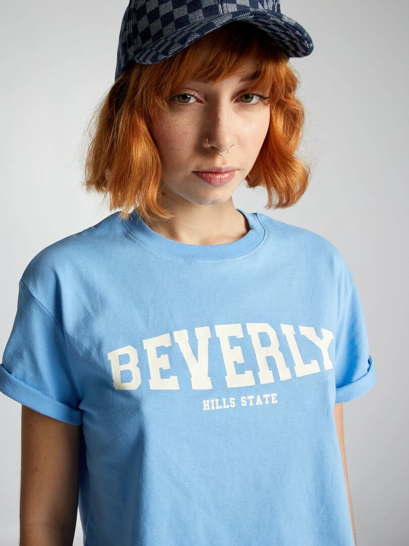 Crop top en jersey Bleu