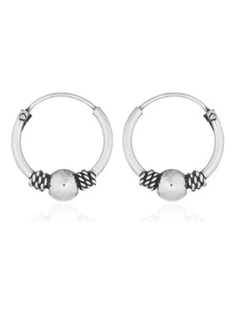 Boucles d'oreilles créoles en argent style balinais Bijoucolor Argent