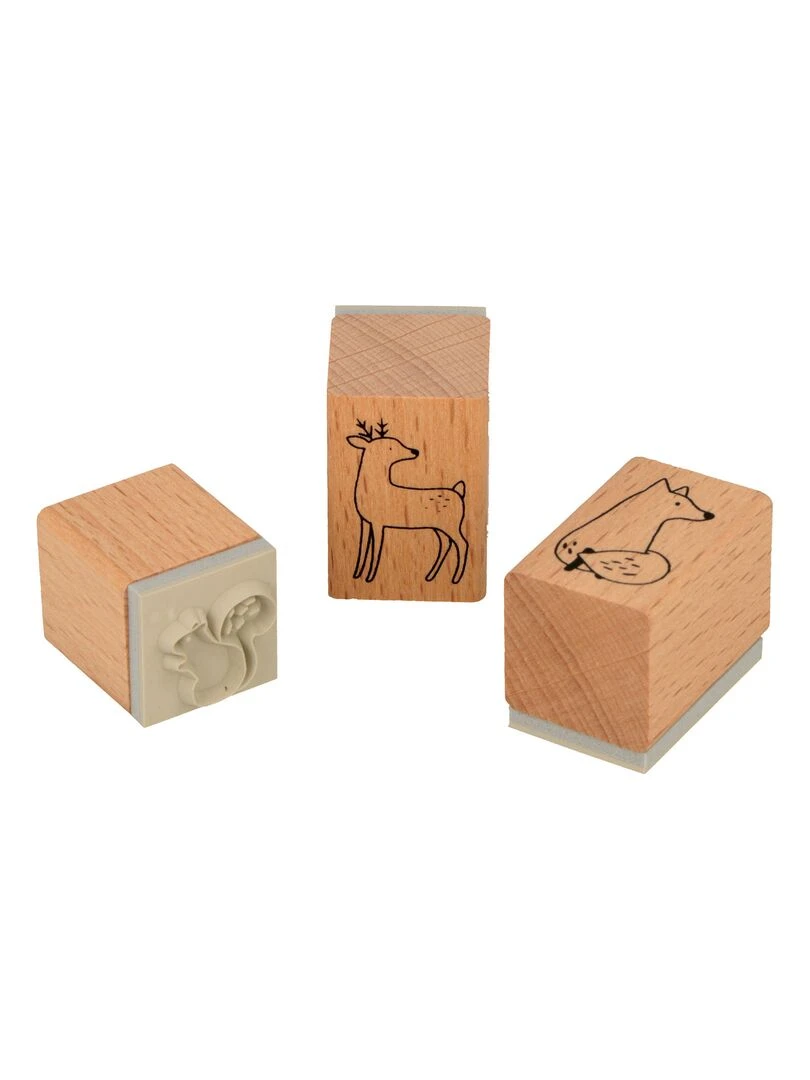 3 Tampons en bois Animaux de la forêt N/A