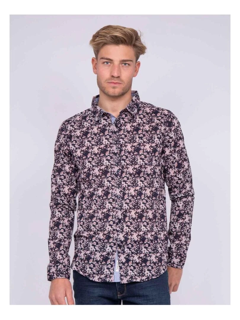 Chemise manches longues à motif DANAEL Bleu marine