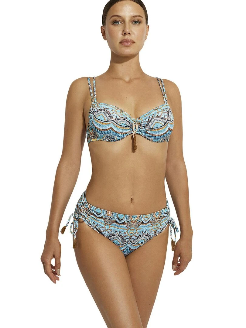 Bas maillot slip de bain taille haute Mai Thai   Bleu turquoise