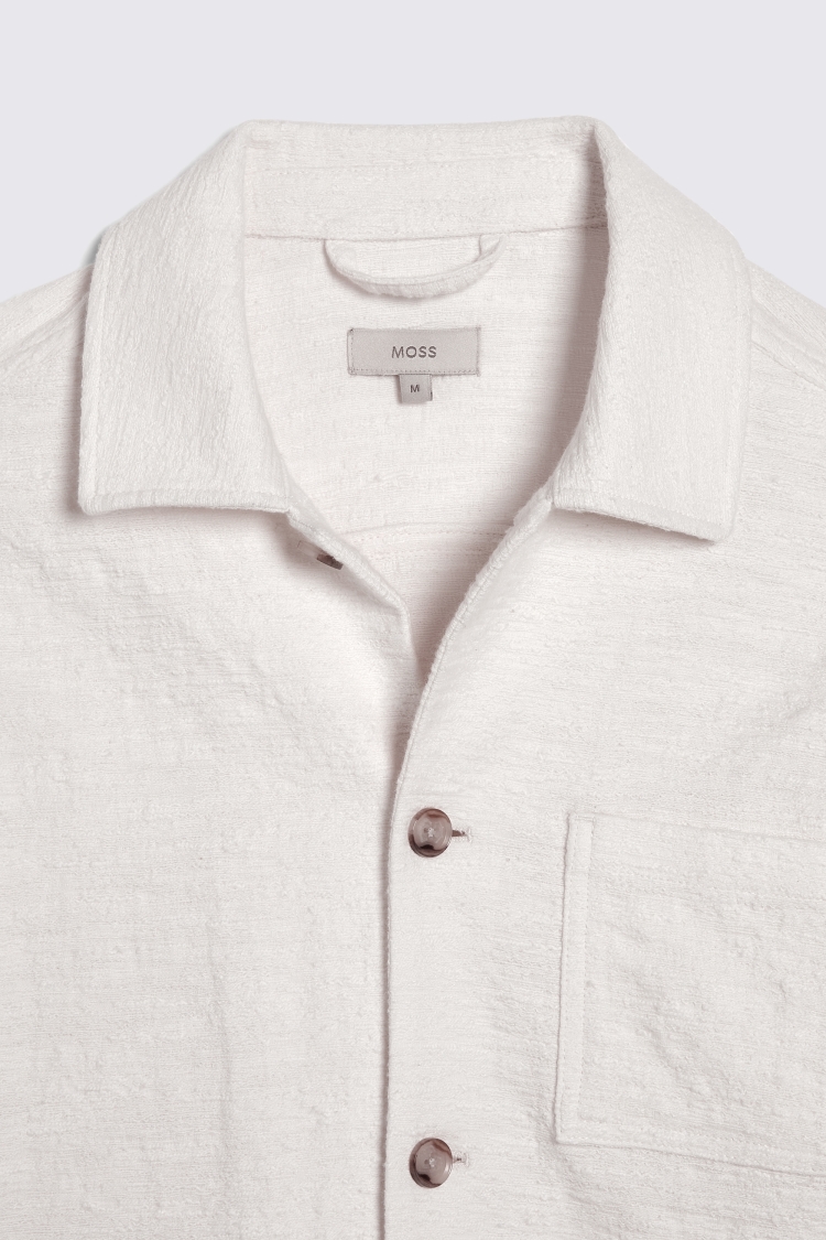Off White Textured Chore Overshirt   Buy Online at Moss