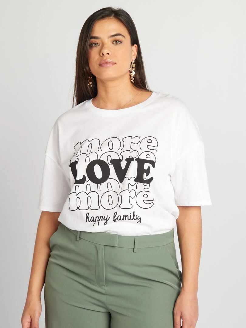 T shirt 'famille' manches courtes Blanc 'love'