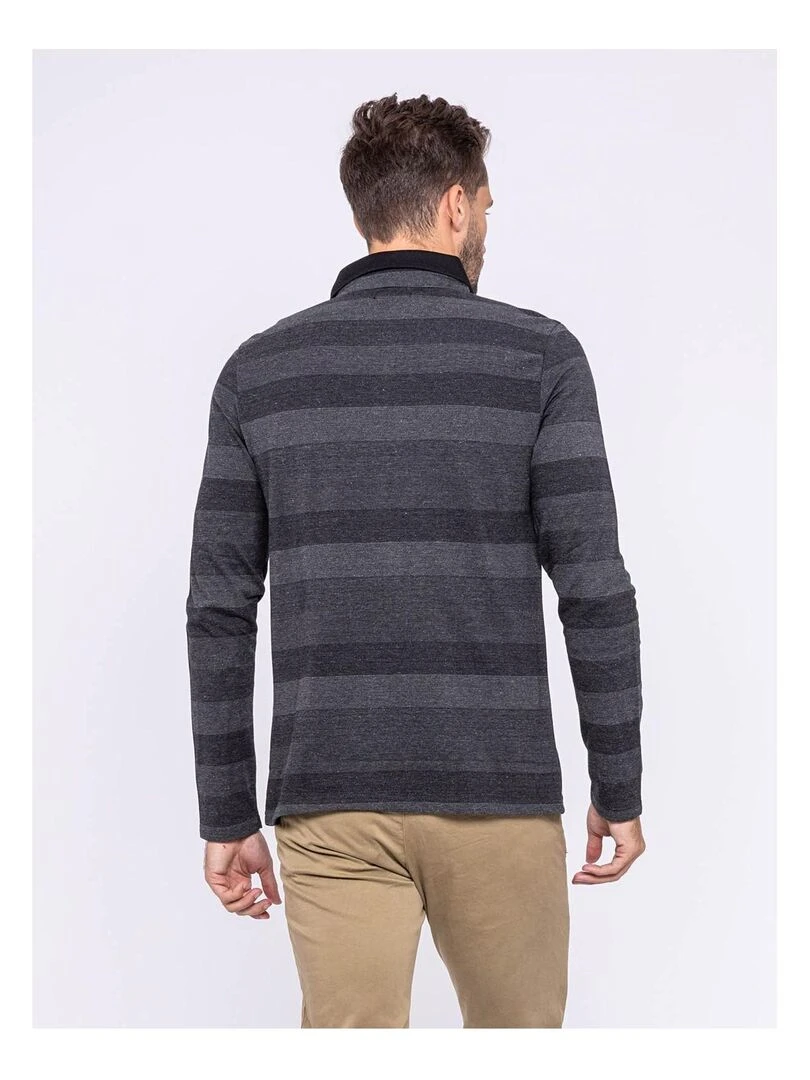 Polo manches longues pur coton PAPHOS Gris foncé