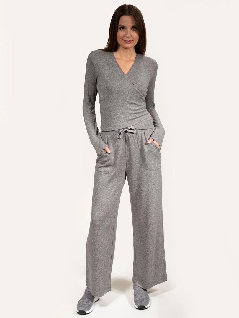Pantalon large Femme Gris chiné   Gris