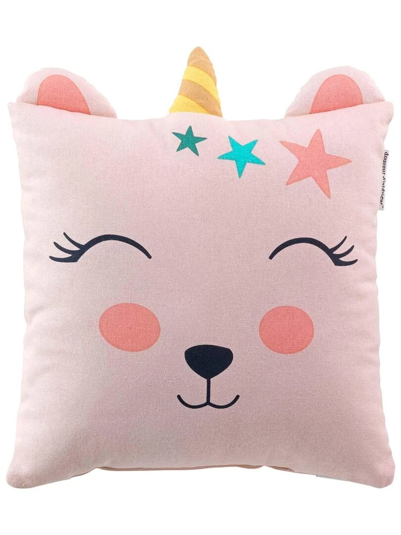 Coussin 40 x 40 cm Licorne etoile Rose